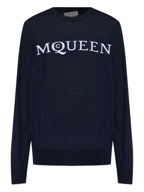 Alexander McQueen intarsia-knit logo sweater Blue 858370Q1BEB