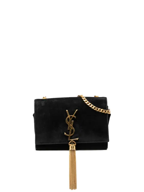 Saint Laurent Pre-Owned 2015 Small Suede Monogram Kate Tassel crossbody bag Black 38L04ELP00QVSR0I