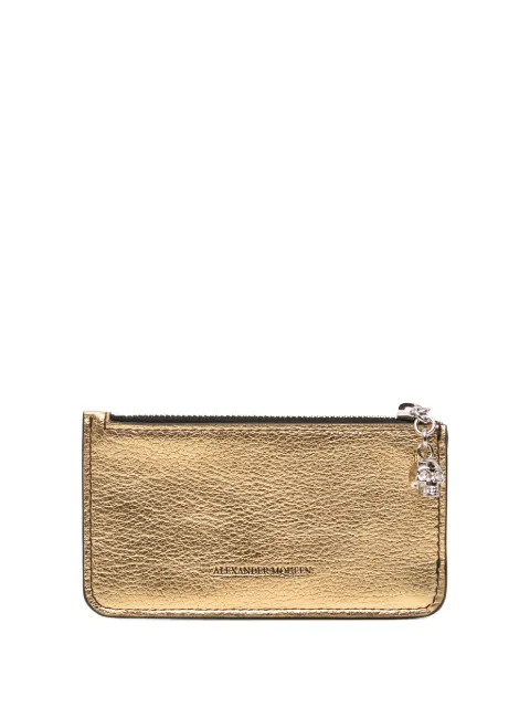 Alexander McQueen Pre-Owned 2010-2025 Metallic Leather Skull Charm Zip card holder Gold WNLTXI39JGP4PHA8