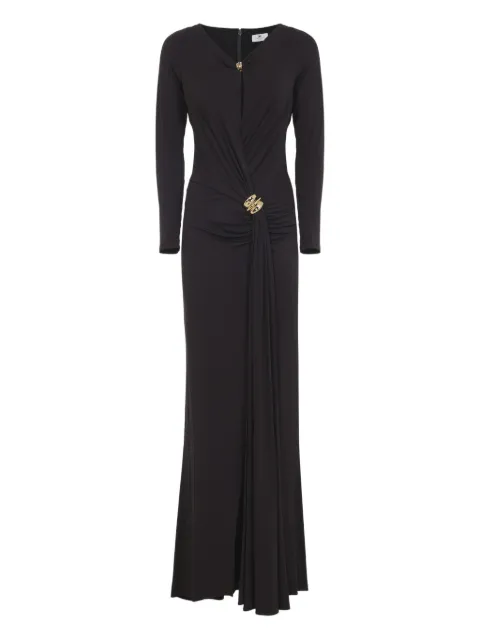 Elisabetta Franchi Red Carpet dress with jewel details Brown ABR1461E2