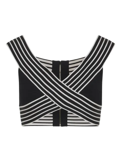 Elisabetta Franchi knit fabric top with striped bands Black TK44S61E2