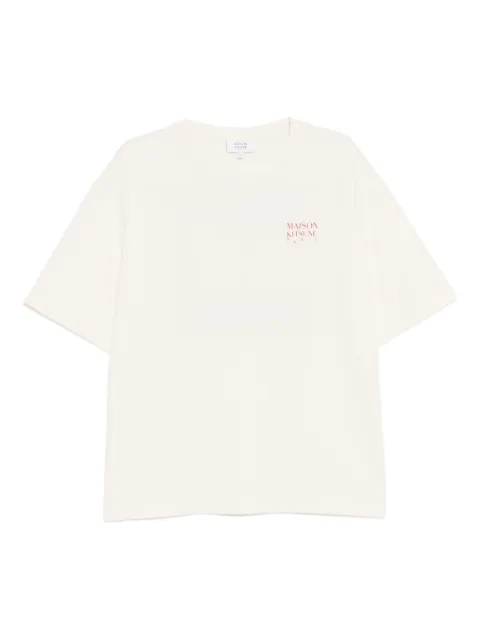 Maison Kitsuné logo-print T-shirt Neutrals QM010CLKJ0119