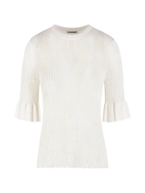 Jil Sander ruffled ribbed top White J02GC0144J18363100