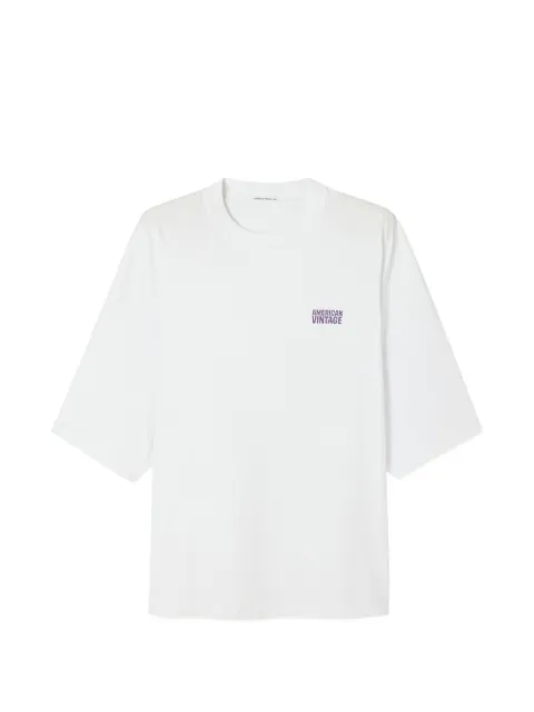 American Vintage Gixy logo-print drop-shoulder T-shirt White MGIX02A