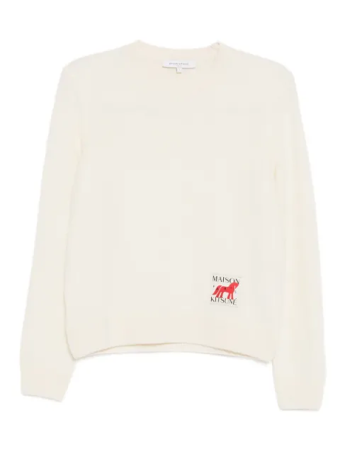 Maison Kitsuné logo-patched round-neck jumper Neutrals QW080CLKT1006