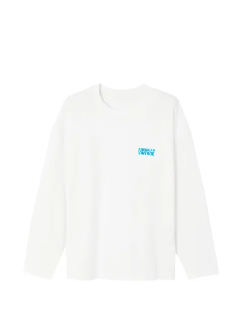 American Vintage Gixy long-sleeve round-neck T-shirt White GIX02CE26BLANCA