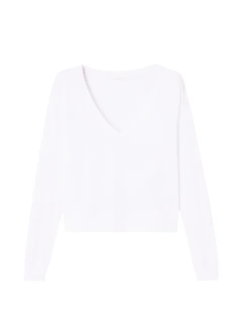 American Vintage long-sleeve V-neck T-shirt White APO02A