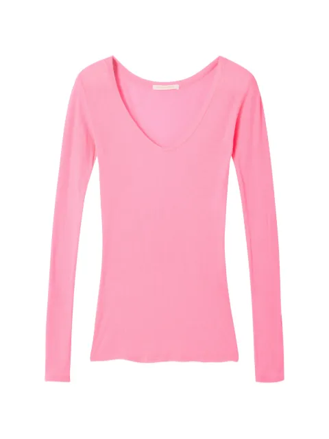 American Vintage Massachusetts long-sleeved V-neck T-shirt Pink MAS02D