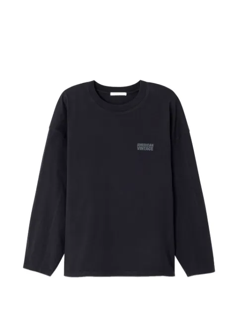 American Vintage Gixy long-sleeve round-neck cotton T-shirt Black GIX02C