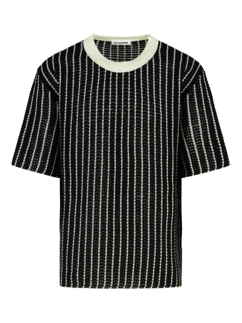 Jil Sander crochet striped T-shirt Black J22GC0230J15467