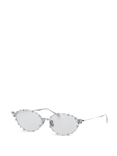 YVMIN Paradise/Flower embellished oval-frame glasses Silver 26226SLV00NN