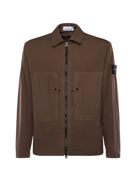 Stone Island 1200005 mercerised organic cotton ripstop overshirt Brown L1S151200005S0298