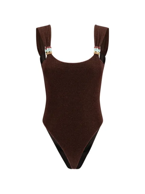 Oséree ring-detail swimsuit Brown AMS261