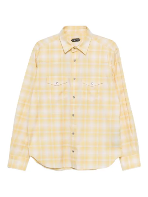 TOM FORD chest-pocket checked shirt Yellow HDS001FMC297