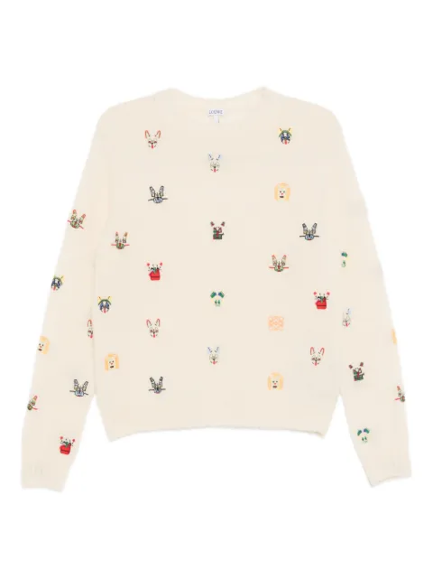 LOEWE animal-embroidered jumper Neutrals S359Y14KIH
