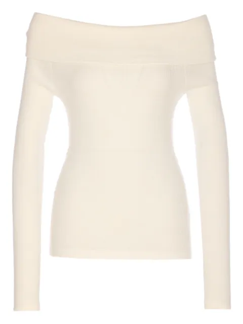 Lisa Yang boat-neck long-sleeves top Neutrals 2026009SJ