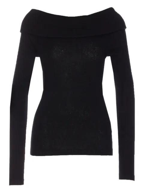 Lisa Yang Claudina boat-neck long-sleeves top Black 2026009OR