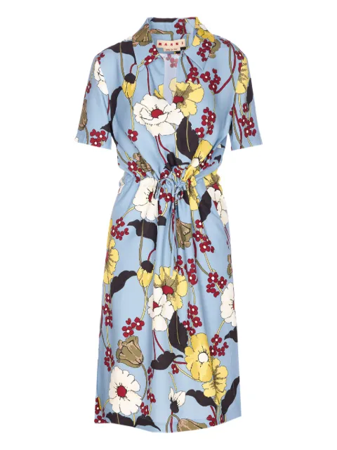 Marni floral-print drawstring-waist midi dress Blue ABMA1545Q0UTVA65MGFB31