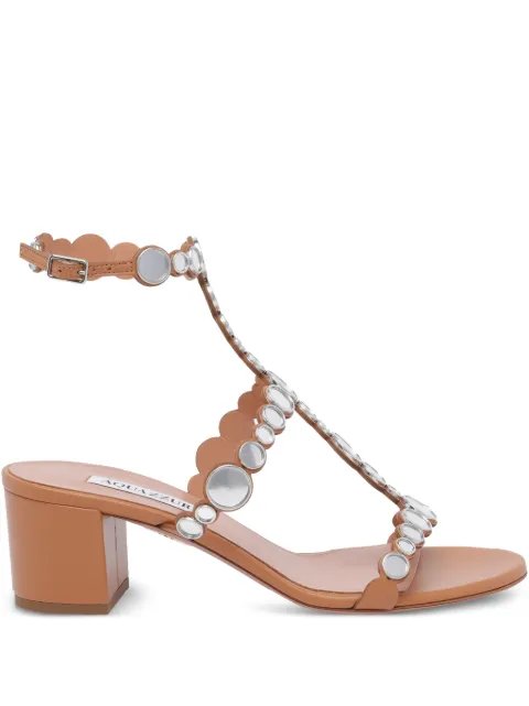 Aquazzura studded afterglow leather sandals Brown AGWMIDS0NAPLTC