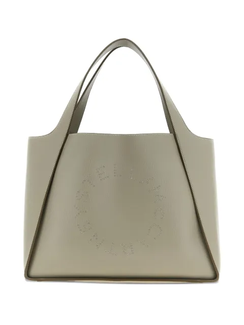 Stella McCartney logo-printed studded tote bag Neutrals 502793WP02342800