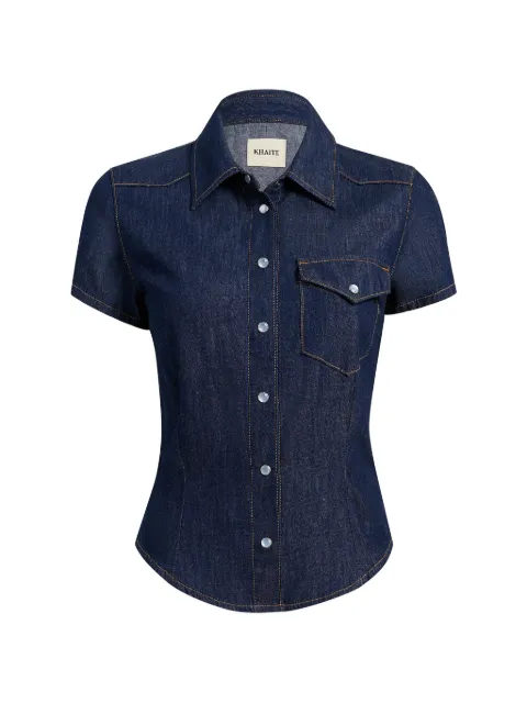 KHAITE snap button cotton denim shirt Blue 1178923040040