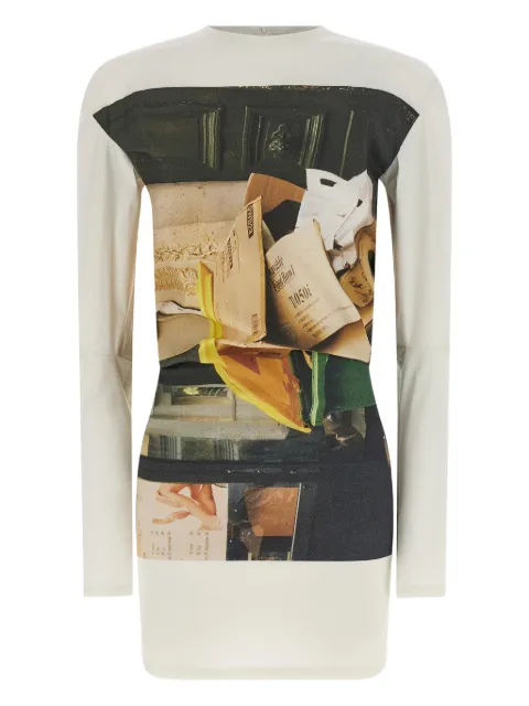 Issey Miyake graphic-print zip T-shirt Neutrals IM58FJ02402