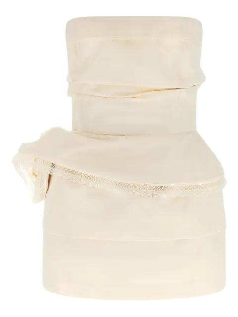 Magda Butrym lace draped flower mini dress Neutrals 281426CREAM