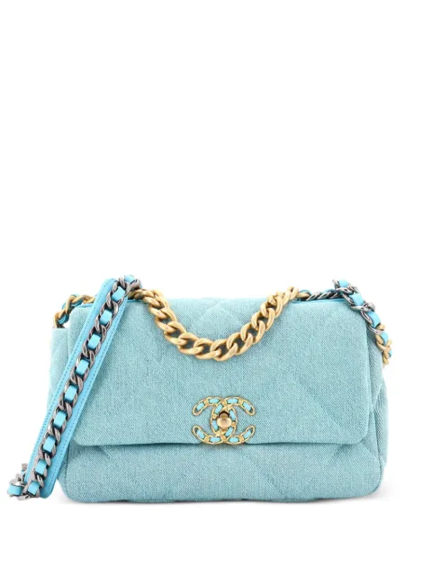 CHANEL Pre-Owned 19 Flap Bag Quilted Denim Medium shoulder bag Blue 537J9QR1RV6ZOFYB