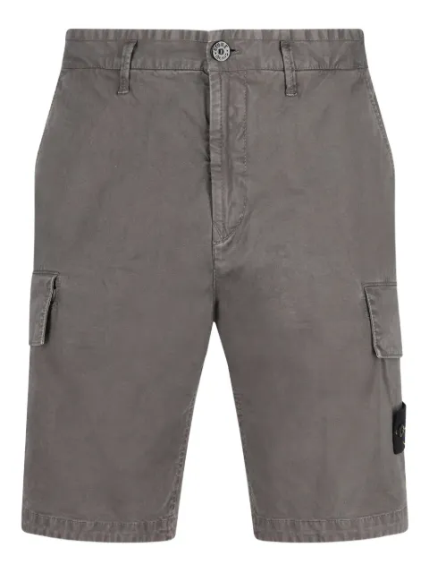 Stone Island L100018 organic cotton stretch broken twill old-effect slim-fit cargo shorts with asymmetrical seams Grey L1S15L100018S0004