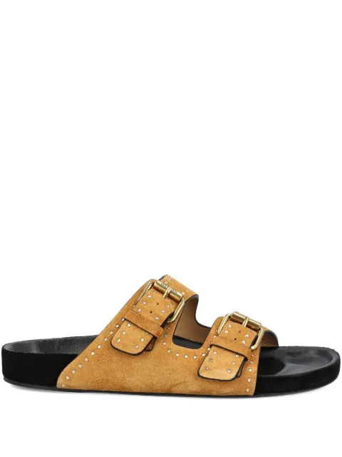 ISABEL MARANT Lennyo studded double-strap sandals Brown SD0118FAB2B11S