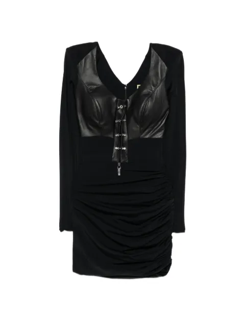 MITILIANE COUTURE piercing-details leather-panel dress Black 5131BLACK