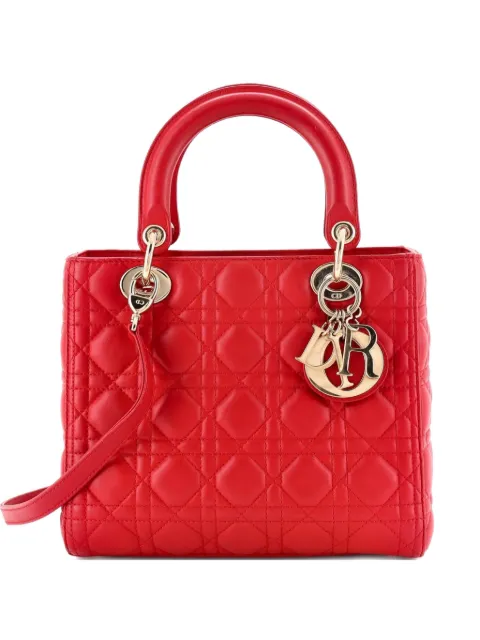 Christian Dior Pre-Owned Lady Dior Bag Cannage Quilt Lambskin Medium satchel Red OFGY4BFW5O8XLVRP
