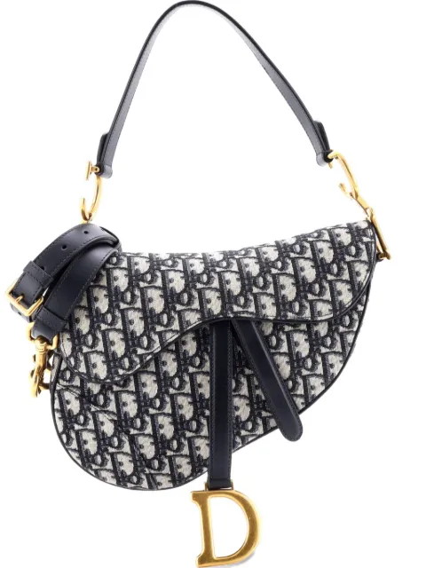 Christian Dior Pre-Owned Saddle Handbag with Strap Oblique Canvas Medium shoulder bag Blue A137XLZHJC1VSGPA