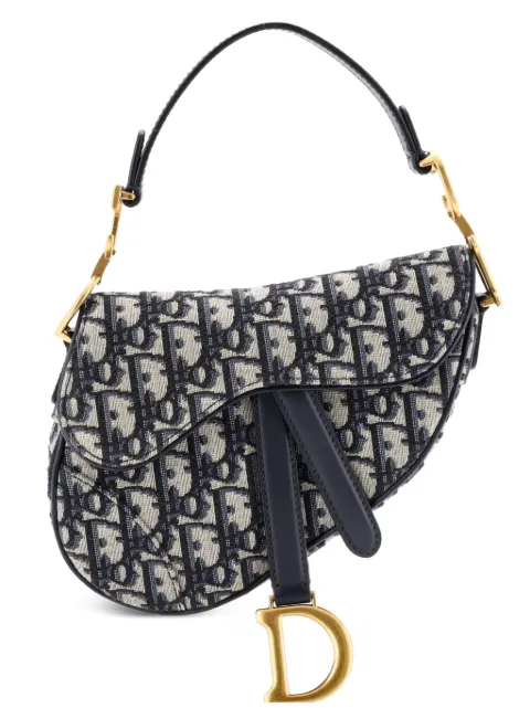Christian Dior Pre-Owned Saddle Handbag Oblique Canvas Mini shoulder bag Blue WAQTCGHEM1E8KIYB
