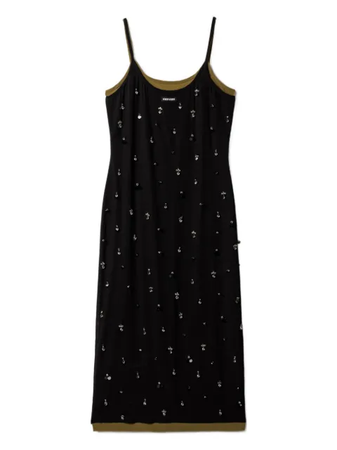 Miu Miu embroidered stretch georgette dress Black MF6152SOOO131C