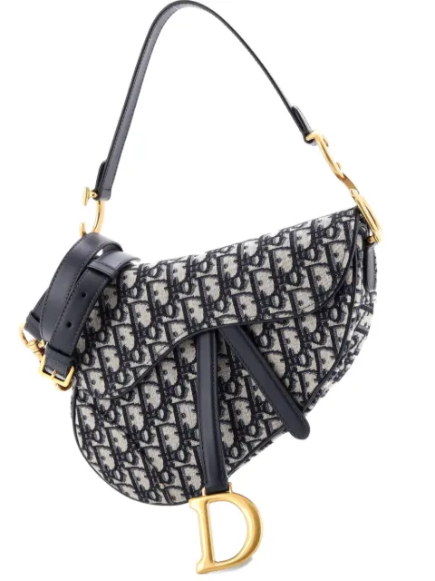 Christian Dior Pre-Owned Saddle Handbag with Strap Oblique Canvas Medium shoulder bag Blue RI53EWEMVARIDZO4