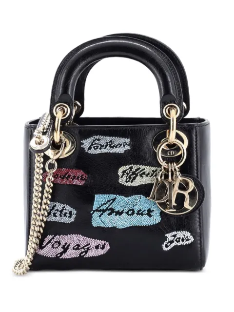 Christian Dior Pre-Owned Lady Dior Chain Bag Beaded Leather Mini shoulder bag Black VV6XR9A0KF0TDJBZ
