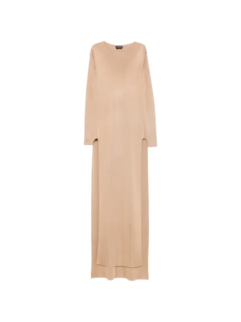 TOM FORD long-sleeve side-slit gown Brown ACK727YAX1059