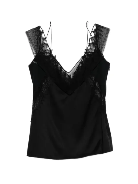 TOM FORD lace-trim satin top Black TS2155FAX1689
