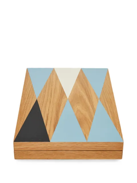 Fourth Street geometric-pattern backgammon board Brown BACKGAMMONBOARDOAK