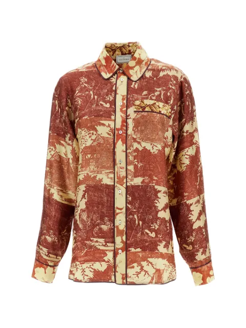 Pierre-Louis Mascia abstract-print shirt Brown ALOESCML10642518111101