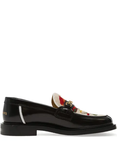 Filling Pieces embroidered chain loafers Black 112611303287130