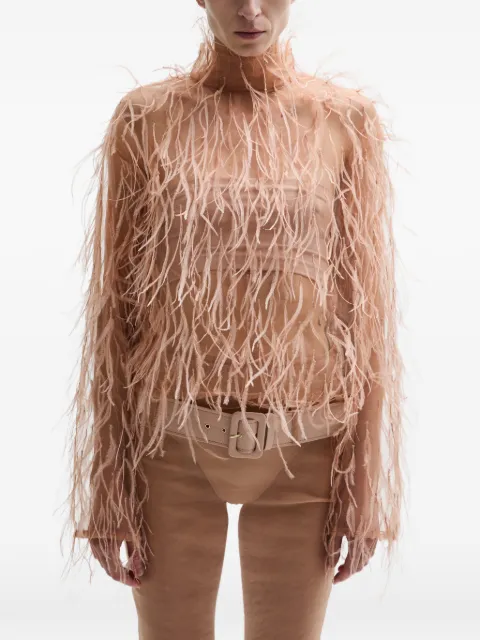 Atu Body Couture feather high-neck top Neutrals AT26210