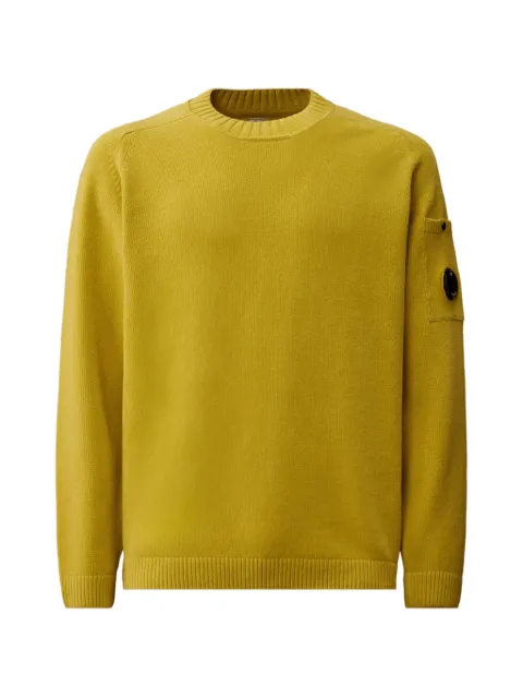 C.P. Company crewneck lens-detail cotton sweater Yellow 20CMKN117A005687G246