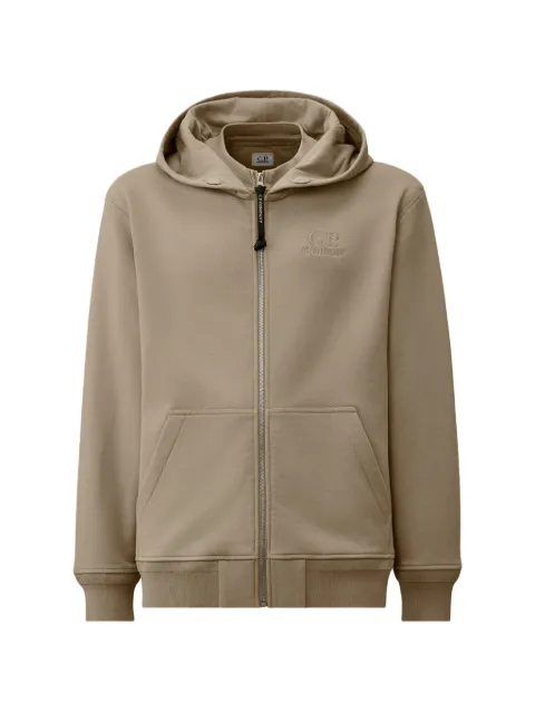 C.P. Company logo-detail zip-up hoodie Neutrals 20CMSS025A005086W904