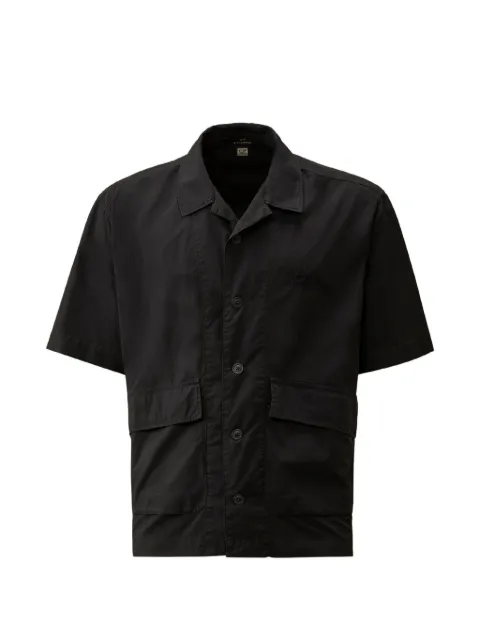 C.P. Company Popeline Boxy logo-embroidered patch-pocket shirt Blue 20CMSH230A005328G888
