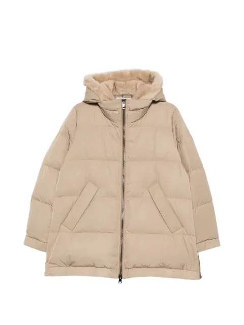 LOU ANDREA hooded zip-fastening coat Neutrals LUW5TZ2040502TP