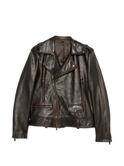 Salvatore Santoro leather biker jacket Brown 50658U