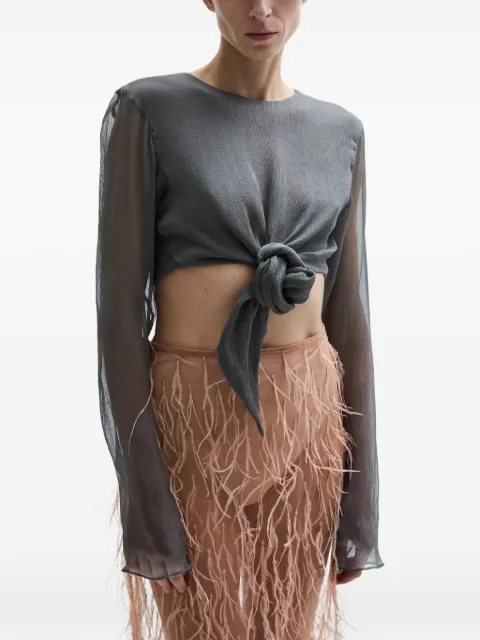 Atu Body Couture Tether long-sleeve tied top Grey AT26116