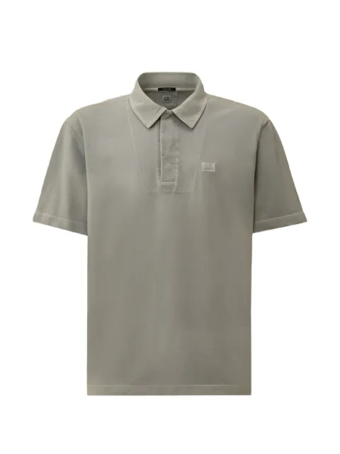 C.P. Company 24/1 piquet-button short-sleeve logo-patch cotton polo shirt Grey 20CMPL175A005527S809